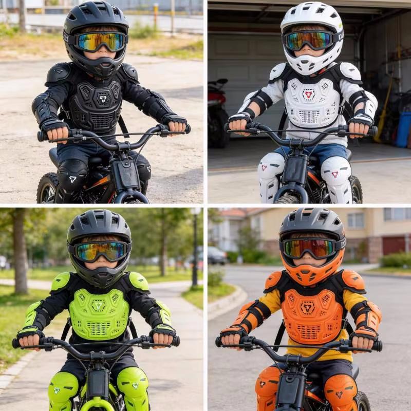 Kids Motorcycle Riding Body Armor/Elbow Knee Protector Children Motocross Back Vest Chest Off-Road Moto Cycling Protective Gear