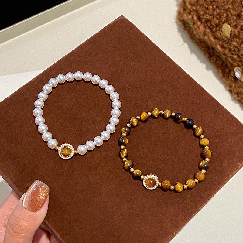 Elegant Zircon and Tiger Eye Beaded Bracelet: Malachite Fashion Jewelry for Women