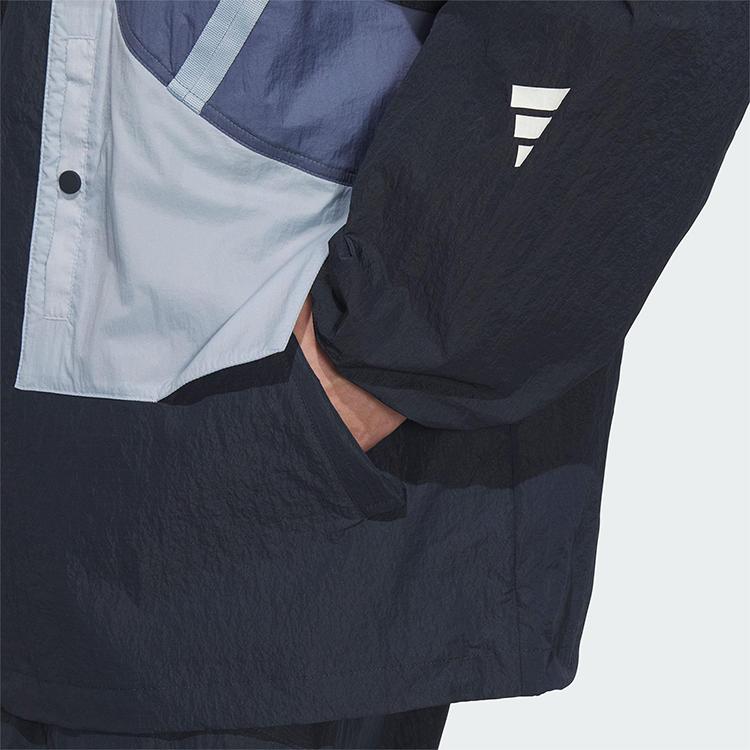 adidas Men's Woven Stand Collar Zip Jacket 'Ink Blue' JM8622