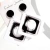 Vintage Acrylic Geometric Drop Earrings for Women Classic Statement Black White Square Round Big Earring Trendy Jewelry Gifts