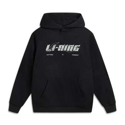 Li Ning Sports Lifestyle Series Casual Simple Hooded Pullover Letter Loose Fashion Versatile Sweatshirt Unisex Sweatshirt Black AWDVC67-2