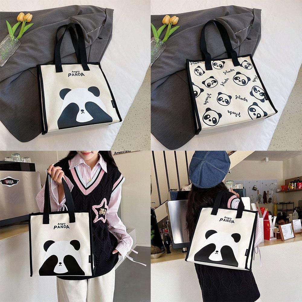 

Commuting Shoulder Bags Panda Canvas Bag Large Capacity Cute Cartoon Bags Cute Student Handbag