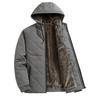 Men's Mid-Length Hooded Winter Coat with Velvet Lining for Middle-Aged and Elderly