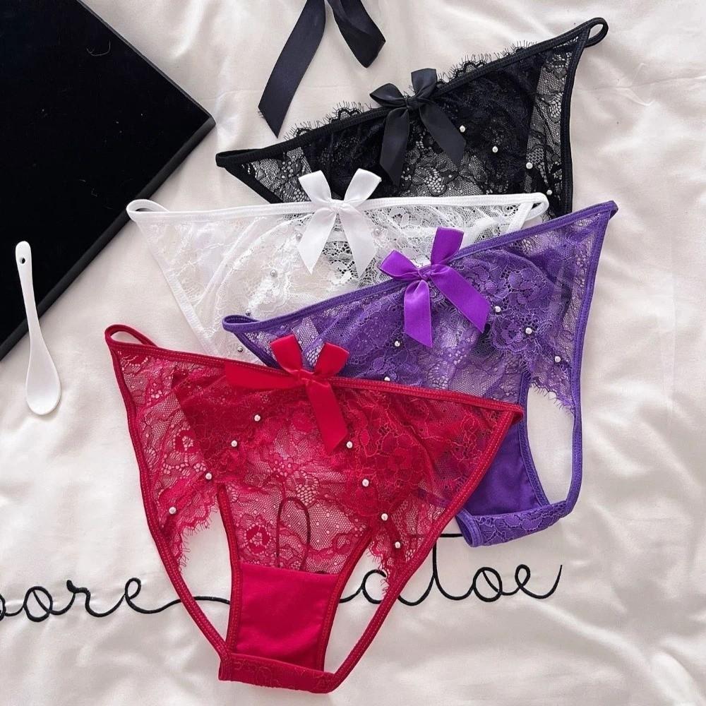 G-String Bowknot Lace Panties Flowers Big Bow Underpants Fashion Thong for Women  Lady