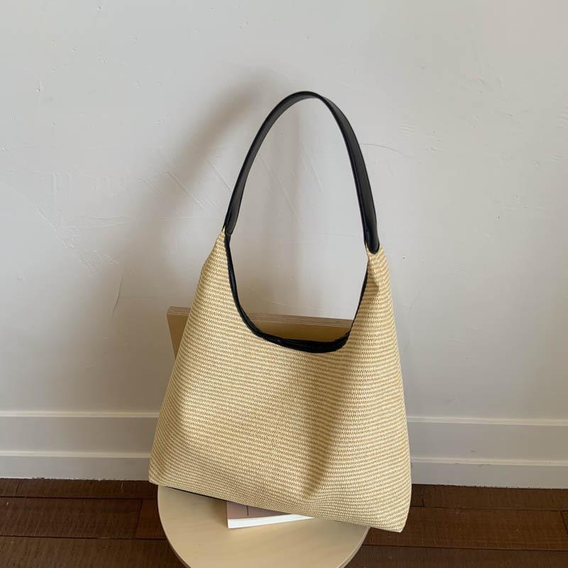 2025 new retro woven tote bag straw bag Korean version large capacity shoulder bag holiday wind beach bag women