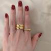 18K Gold-Plated Titanium Steel Wide Band Ring for Women