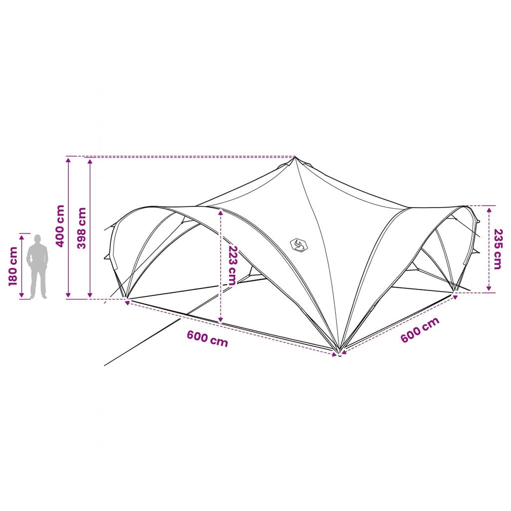 Party Tent with Roof Blue 600 x 600 x 400 cm Polyester and Steel