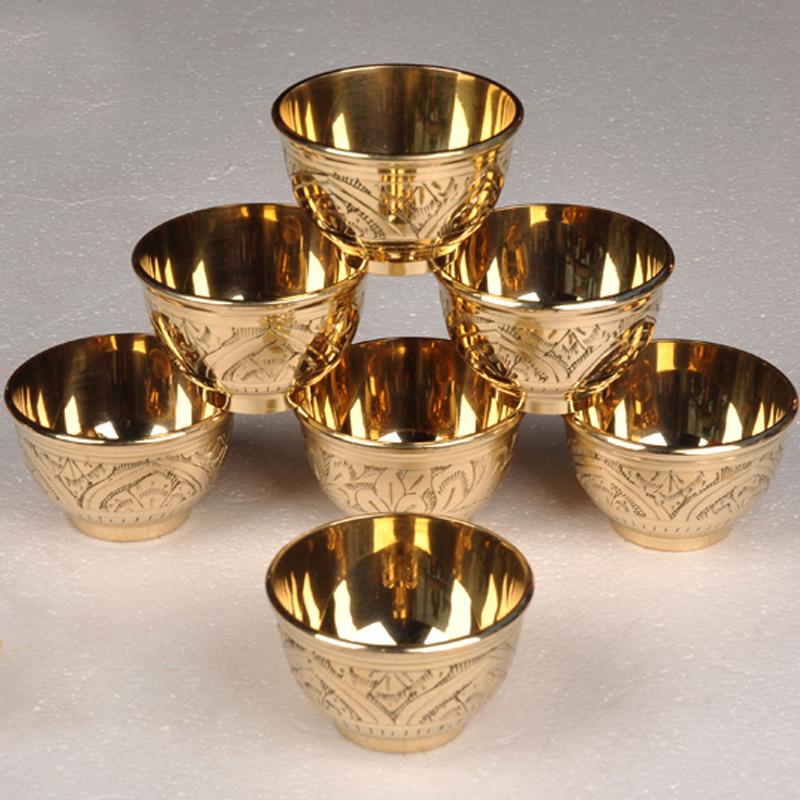 Retro Brass Chalice Cup Wine Goblet Creative Mini Beverage Wine Cup European Style Metal Liquor Tumbler Home Bar Kung Fu Tea Cup