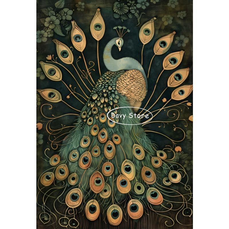 Vintage Peacock Posters and Prints Canvas Painting Bird Maximalist Animal Wall Art Picture for Farmhouse Room Home Decor