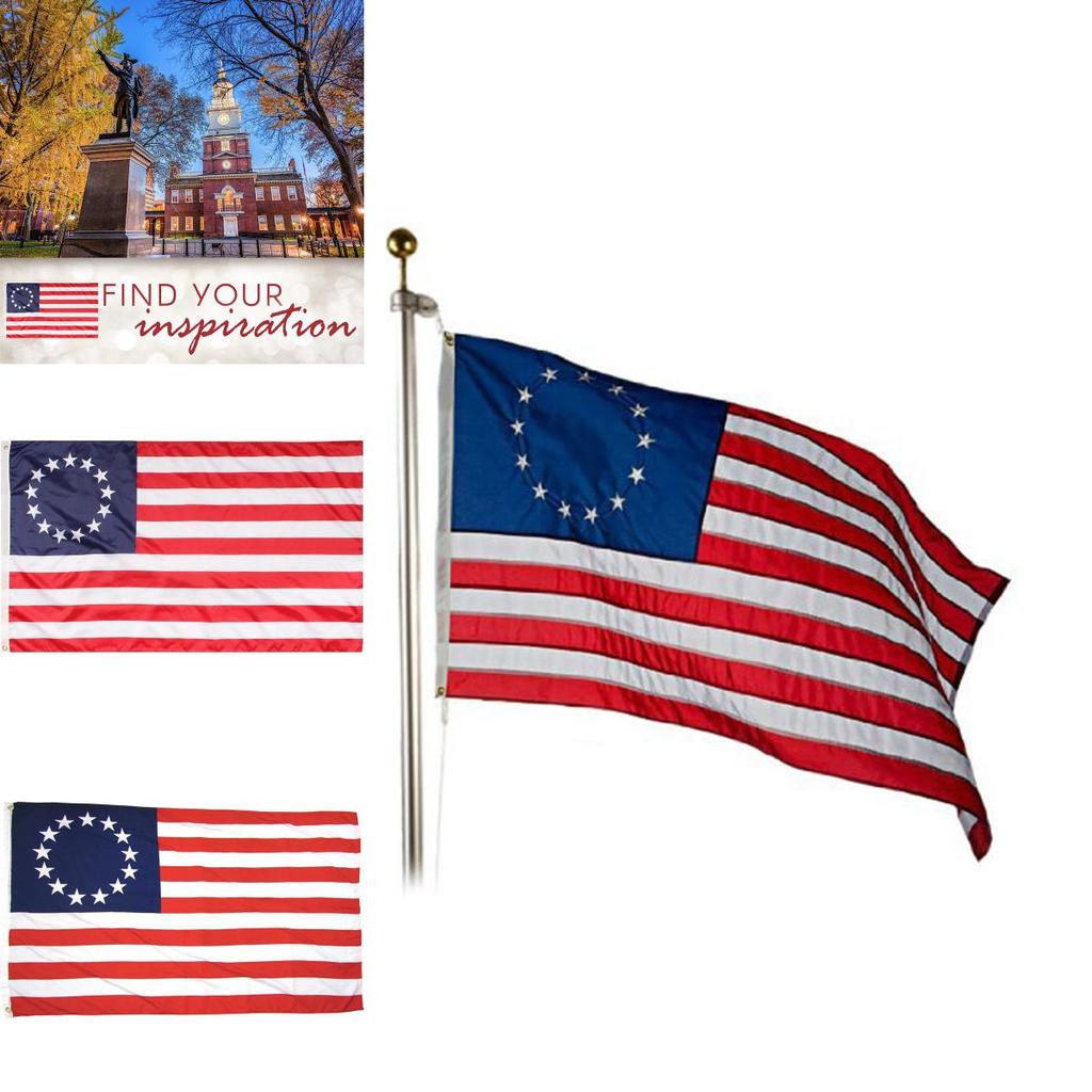 Vintage 13-Sterne-Flagge Amerikanische US-Kolonien Betsy Ross Retro-Design in Rot Weiß Blau 3x5 Fuß