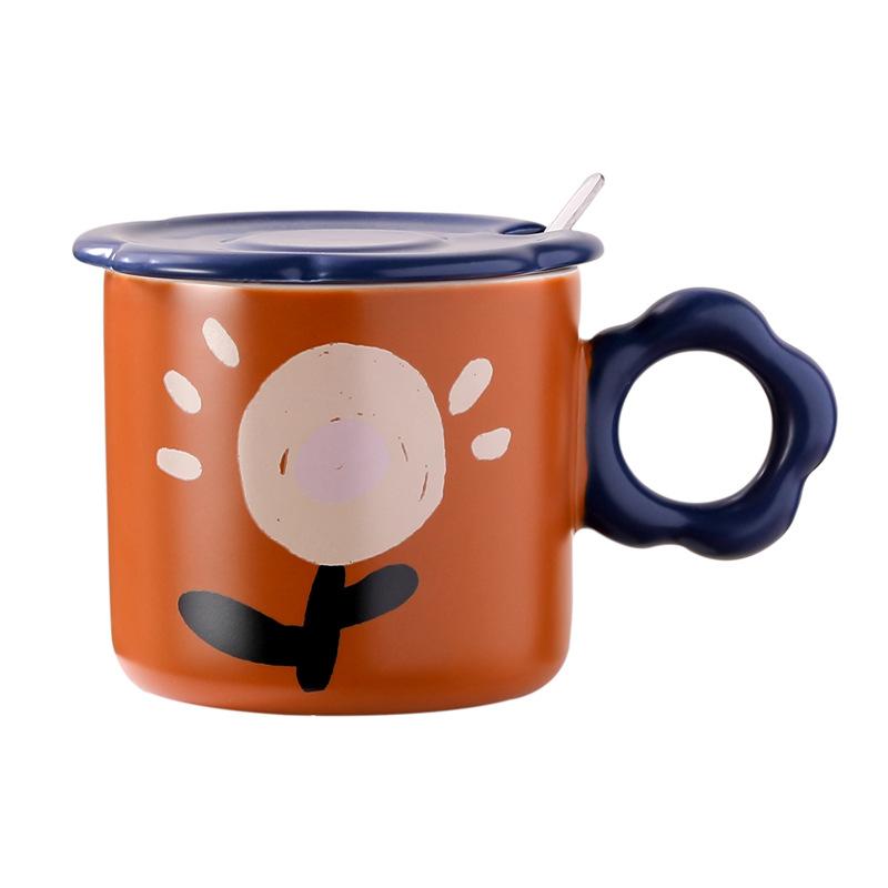 

Керамическая кружка с крышкой в виде ленты, подглазурная роспись, кофейная чашка, женская, красивая, офисная чашка для питьевой воды, женская чашка для воды 330ml