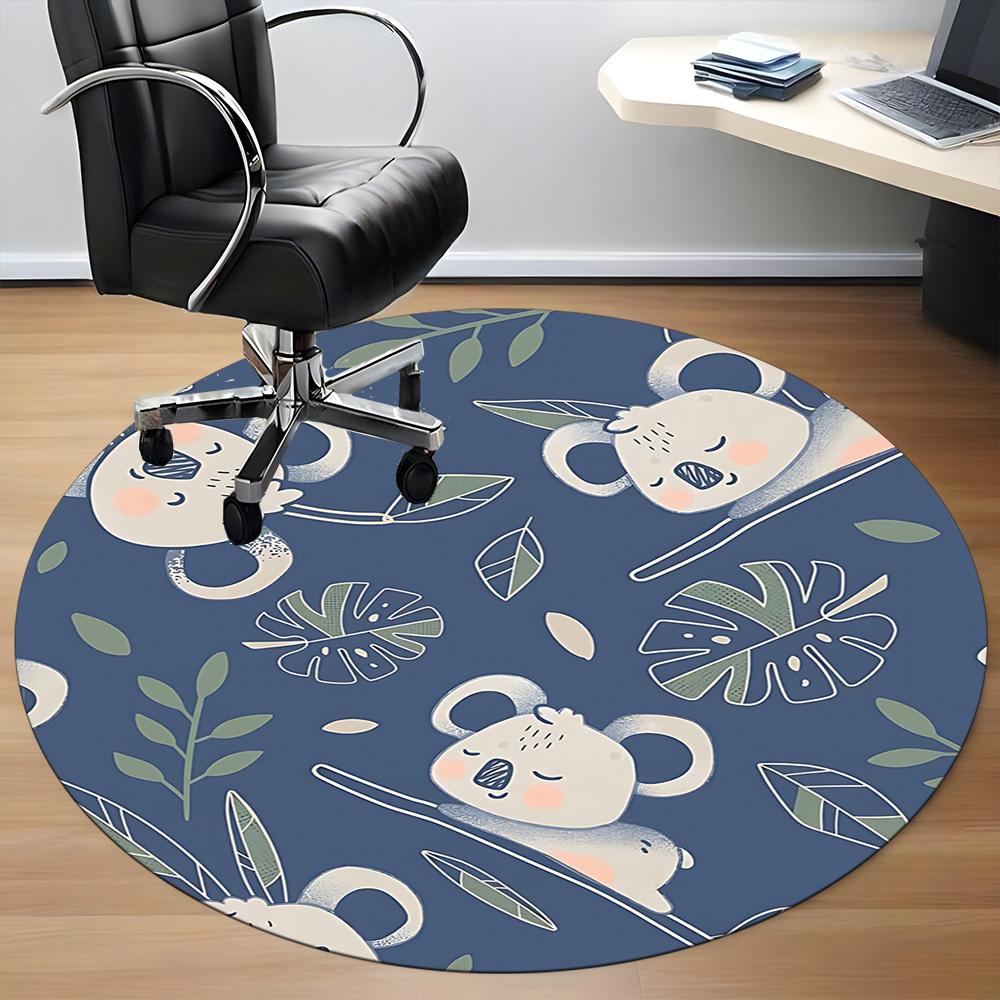 1PC Koala Leaves Office Round Area Rug, Mat Suitable For Office, Under Office Chairs Bedroom Living Room Home Decor, Room Deco