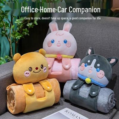3D Cartoon Plush Nap Blanket for Office & Dorm