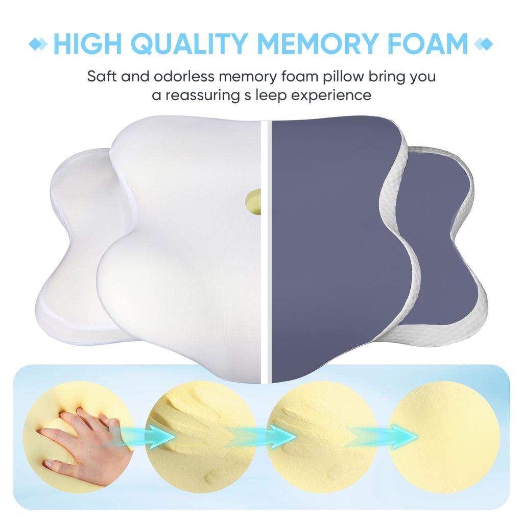 Ergonomic Memory Foam Pillow Orthopedic Neck Support for Side Back Sleepers Ice Silk Pillowcase Ideal Christmas New Year Gifts