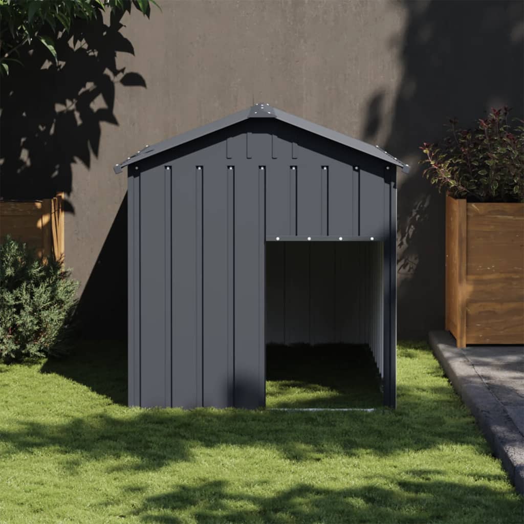 Vidaxl Buda Dla Psa, Z Dachem, Antracytowa, 117X153X123 Cm, Stal