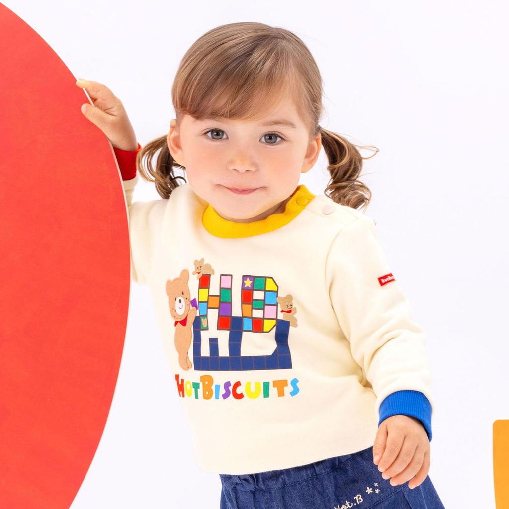MIKIHOUSE HOT BISCUITS Size for Boys and Sweatshirt, White, 110cm, Girls, 73-5601-686