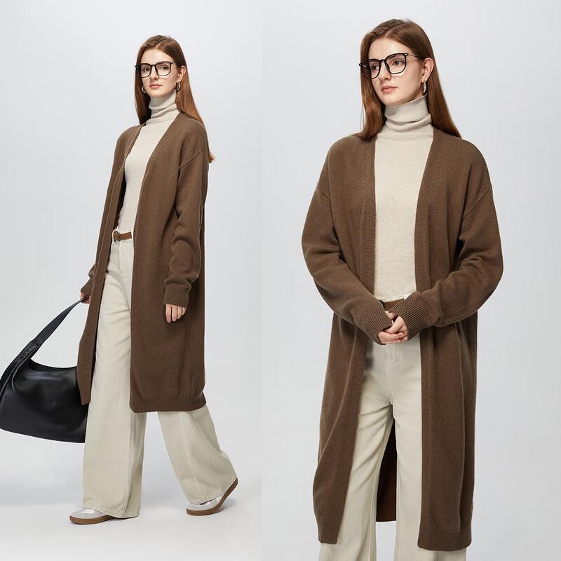 Women's Winter Mid-Length V-Neck Wool Sweater Cardigan