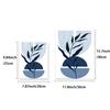 Set of 6 Blue Boho Leaves Canvas Painting Simple Lines Colour Block Nordic Modern Wall Art Home Bedroom Decoration Poster