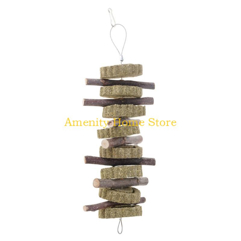 

F26C Natural Bunny Chew Toy for Teeth Grass Cookie Sticks Small Animal Cage Accessories Hang for Rabbit Squirrel Hamster