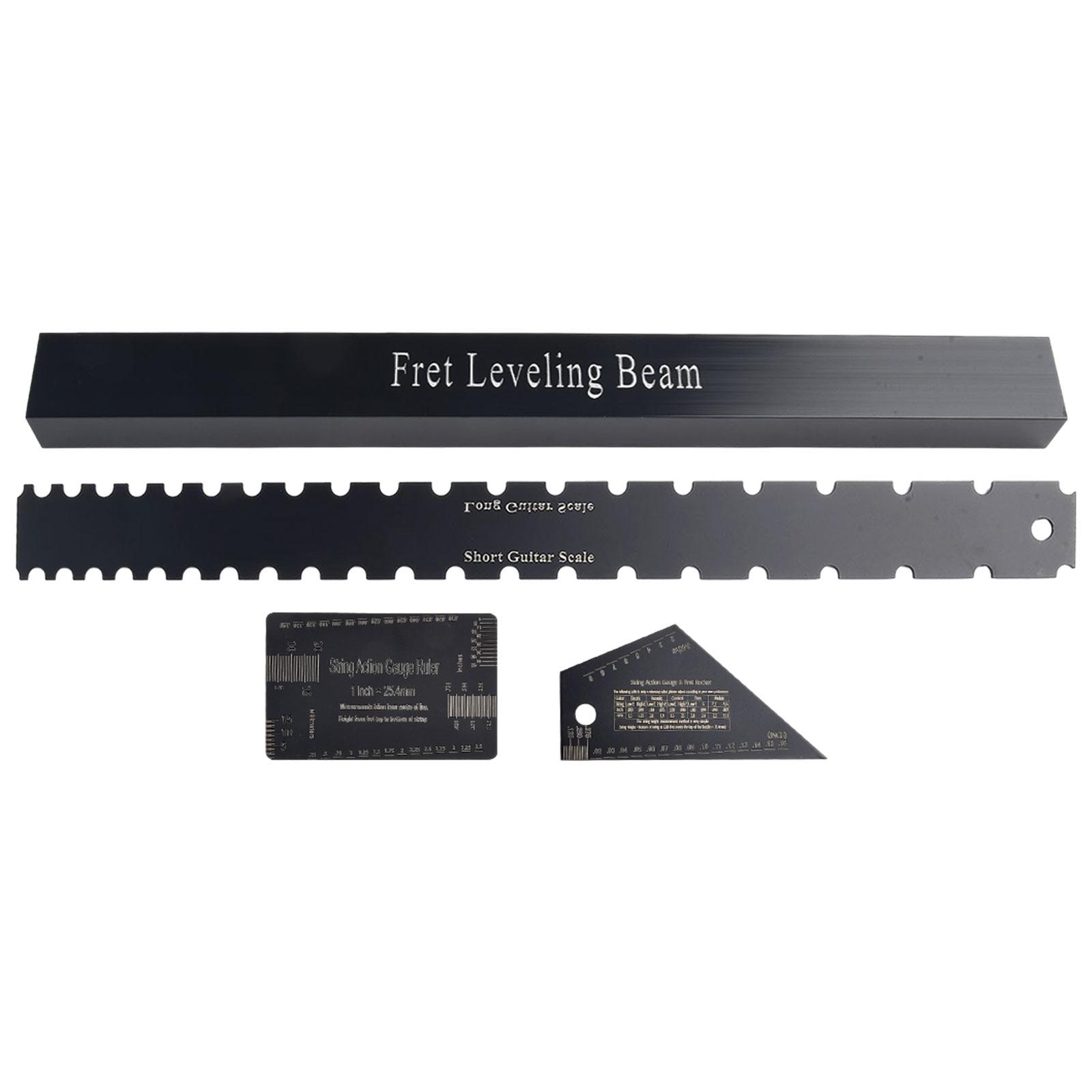 

4PCS Guitar Neck Notched Straight Edge Fret Leveling Beam Ruler Gauge Height Ruler Kit Set Guitar Level Luthier Tools