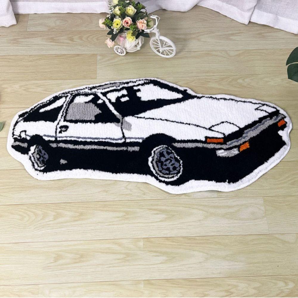 Embroidered Car Shape Rug Sports Racing Car Floor Mat Entrance Carpet Tufted Carpet Bathroom