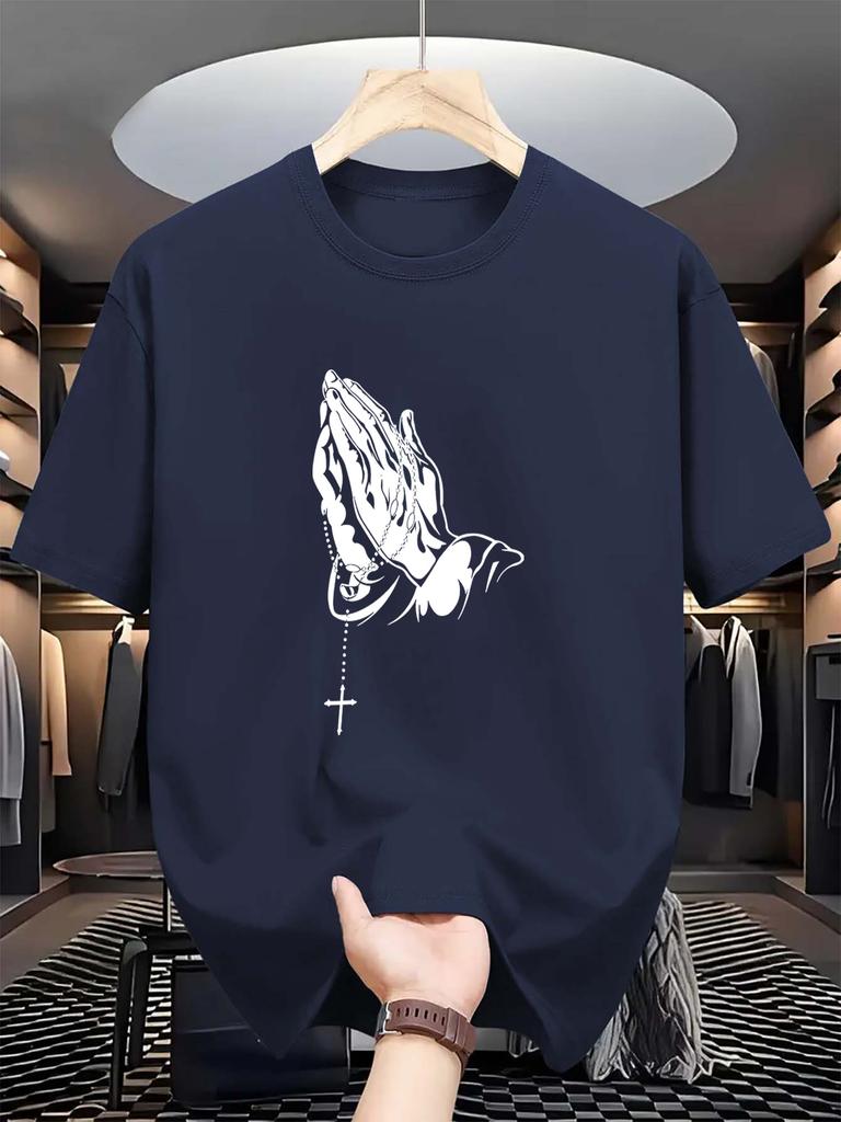 Men'S Casual Short Sleeve T-shirt,   Composition, Crew Neck, Slight Stretch, Summer Fashionable Tee