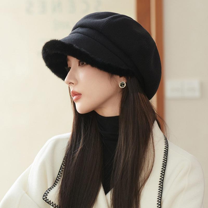 Women Winter Velvet Newsboy Cap Beret Painter Visor Casquette Caps