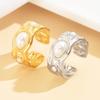 Women's Geometric Stainless Steel Retro Pearl Ring