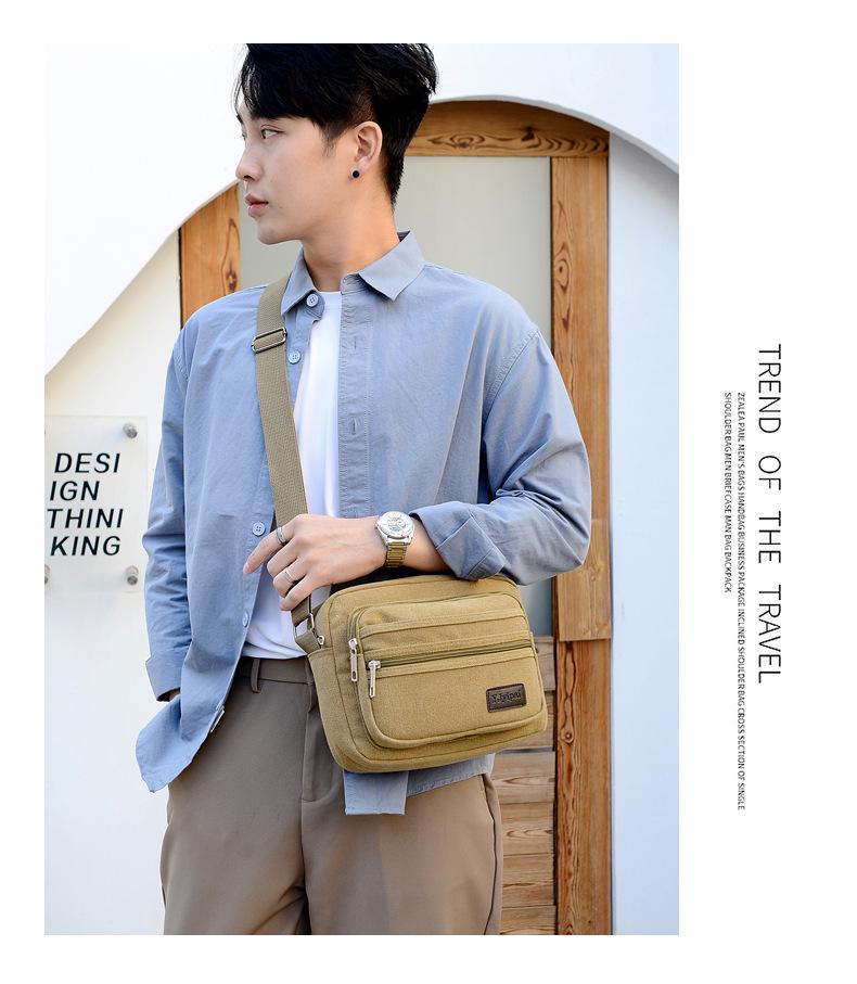 Men's Retro Fashion Canvas Crossbody Bag - Breathable, Solid Color Design