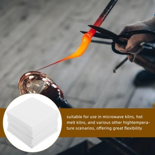 VILLCASE 50-Piece Ceramic Fiber Kiln Paper, 80 X 80 Mm, White Felt Fabric, Ceramic Refractory Material, Refractory Kiln Paper, Fiber Gasket, High Temp