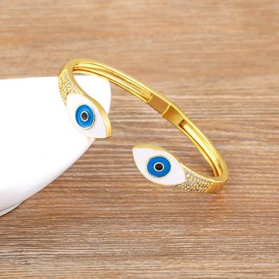 Nidin High Quality Lucky Evil Eye Bangles Bracelets for Women Girl Mutiltype Classic Colorful Enamel Boho Adjustable Jewelry