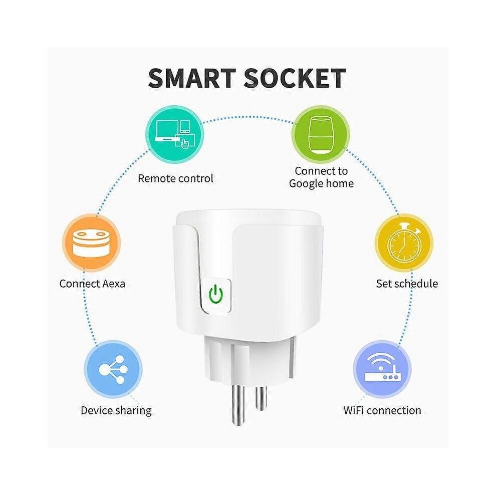 (8 pcs)Prise Intelligente WiFi Tuya 16A/20A Prise Intelligente UE Avec Surveillance de Puissance Fonction de Minutage Contrôle Vocal Via Alexa Google Home Yandex