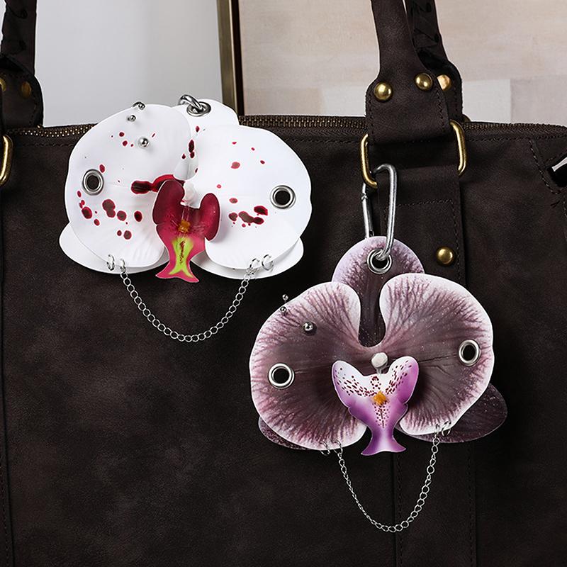 Creative Simulation Flower Bag Pendant Exquisite Phalaenopsis Orchid Lily Keychain Backpack Decoration Accessories Gifts