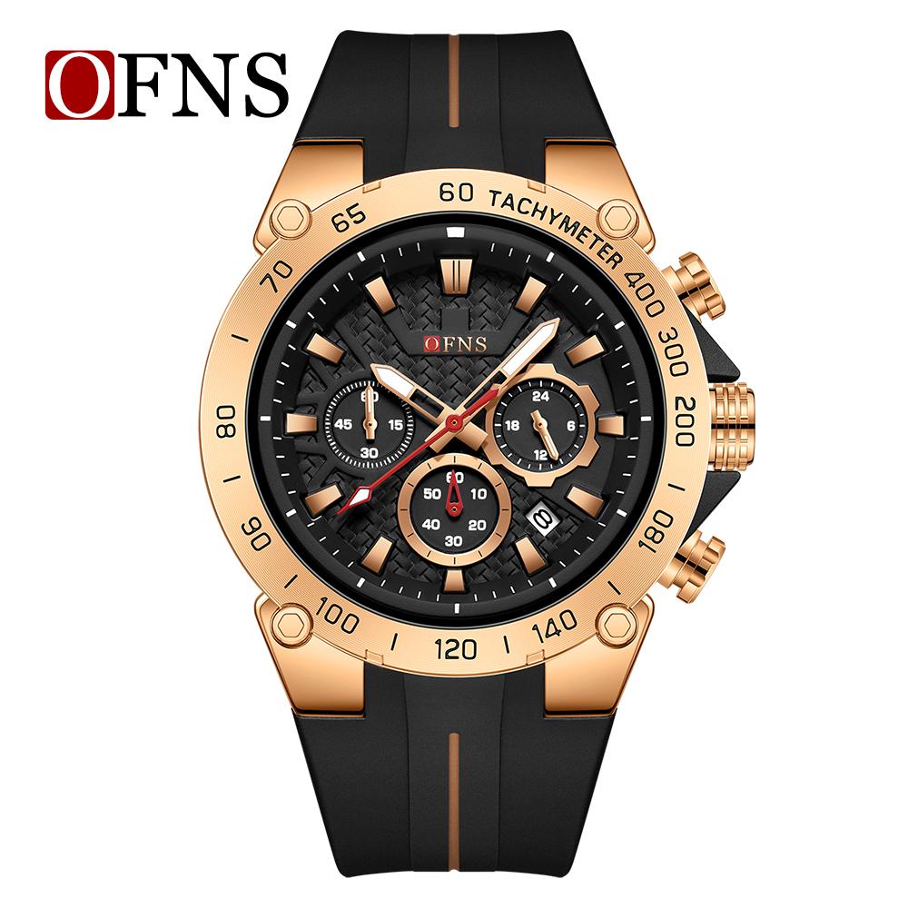 OFNS New 1207 Luxury Men's Quartz Watch Six Pin Multifunctional Chronograph Calendar Waterproof Night Light Watch