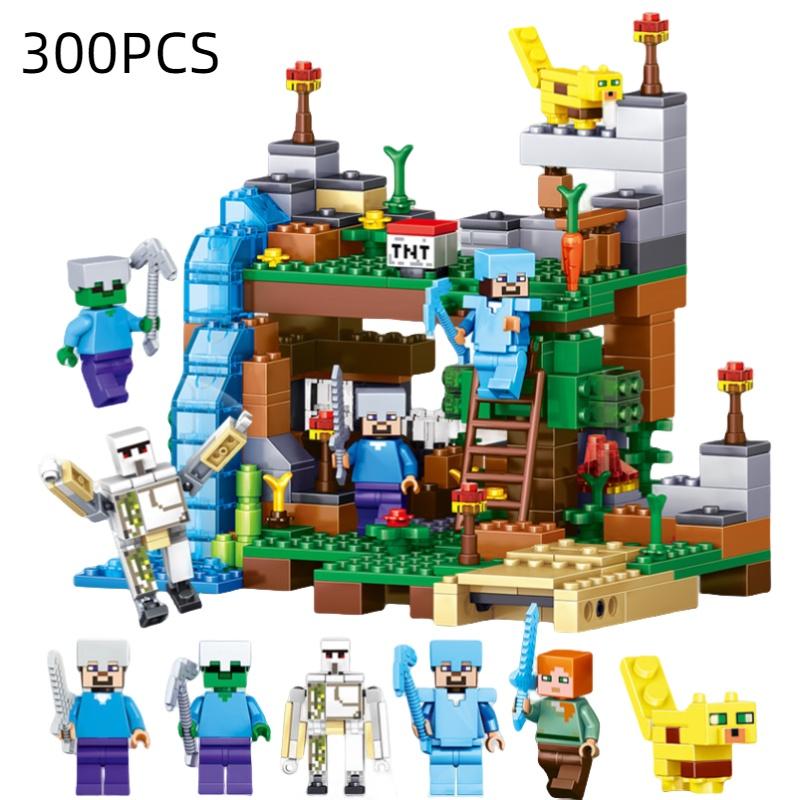 Мой Мир Совместимые Лего Строительные Блоки Детская Развивающая Сборная Игрушка Город Теней Пещера Лавы Материал АБС-пластик 300PCS