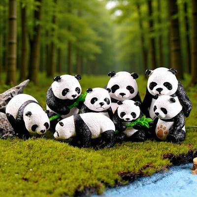 4 Stili di Statuette di Panda: Piccoli Ornamenti in PVC per Paesaggi Fai-da-Te, Vasi per Piante, Torte e Cruscotti d'Auto