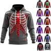 Men's Halloween Funny Skeleton Print Long Sleeve -Lined Pullover Hoodie with Pocket