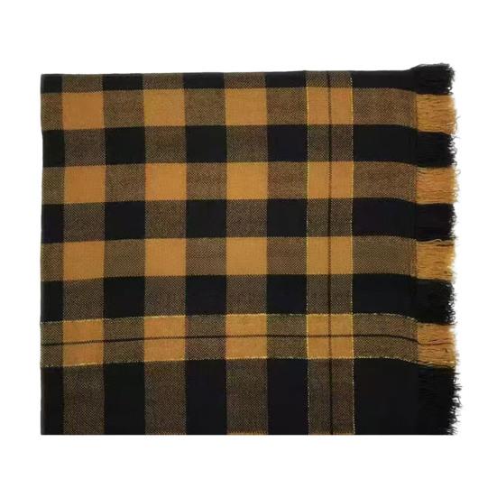 Wool Square Scarf with Tassel Decoration Plaid Pattern Women Knitting Scarf Versatile Headscarf Daily Outdoor Wear