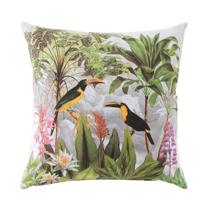 Housse de Coussin - TOUCAN - Toucan tropi - Carré - 60 x 60 cm - Motif exotique