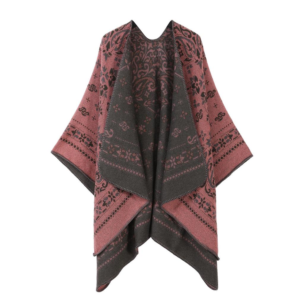 Women's Ethnic Shawl: Northwest Travel Cape, Thick Warm Scarf Cloak
