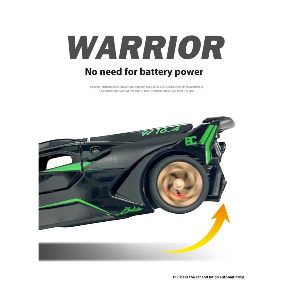 1/32 Bugatti Bolide Miniature GT Die Casting Model Car Metal Alloy Sound & Light Pull Back Children's Toy Car Birthday Gifts Boy