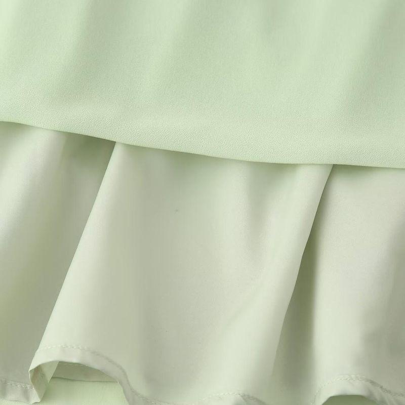 Kaslead New Arrival Women's Clothing Fashion Style Fashion Minimalist Fresh Laminated Ruffles Long Sleeves Dress