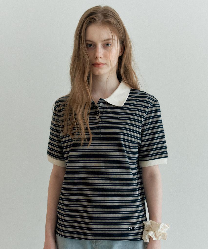 Yeoppe Button Stripe T-Shirt_Navy