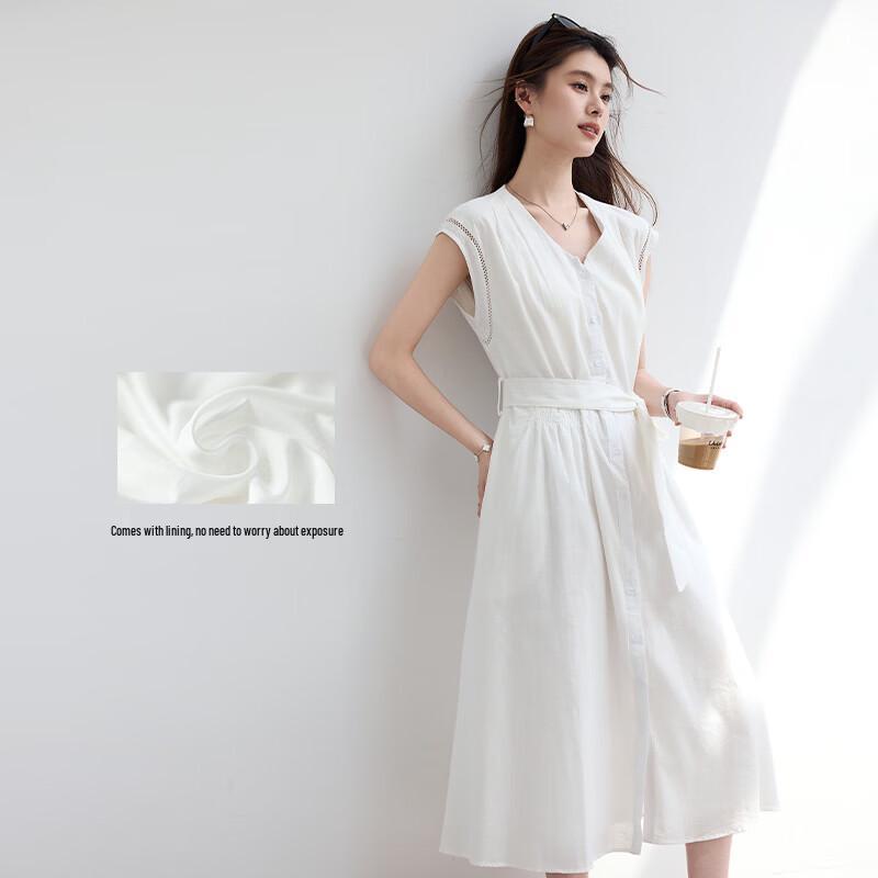 VICTORIA&VERA Women's Simple Sleeveless Hollow-out Dress V9013L08