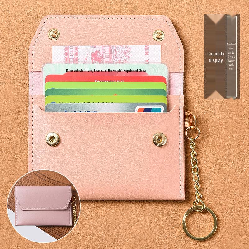 Women's Ultra-Thin Card Holder & Coin Purse Keychain - Compact Multifunctional ID & Business Card Organizer