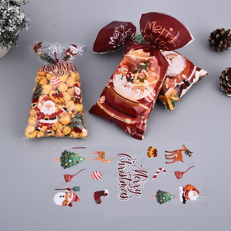50 ks Vánoční sáčky na cukroví Vánoční dekorace Dárková taška Santa Claus Navidad Vánoční dárkové tašky Vánoční sáček na balení sušenek