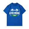 Mens 100% Cotton Crew Neck Short Sleeve T-Shirt, Casual Funny Gym Mode On Dumbbell Print Tees, Fitness Workout Athletic Pullover Tops for Daily Gym We