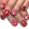 Instantly Fake Nail Set of 24 Christmas Snowflake Glitters Patterns Short Square Style Durability ABS Nail Art for Festive Occasion