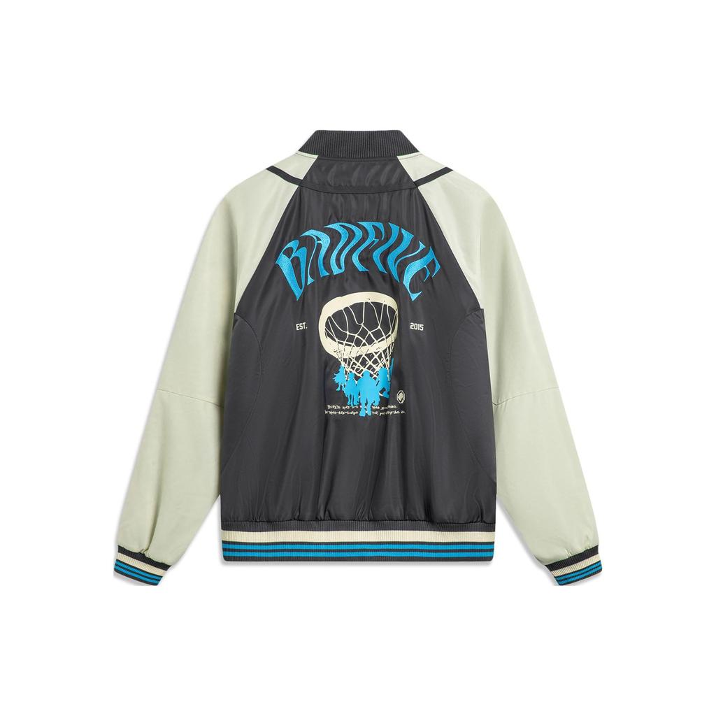 Li Ning Basketball Series Letter Off-Season Stock Print Baseball Collar Jacket Men Jacket AJMU015-4