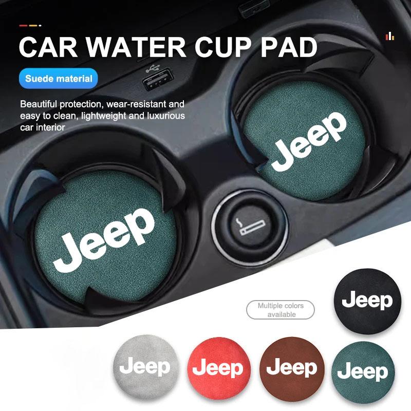2Pcs Suede Car Water Cup Pad Non-slip Coaster Accessories For Jeep Grand Cherokee Wrangler JK Gladiator Compass Renegade Patriot